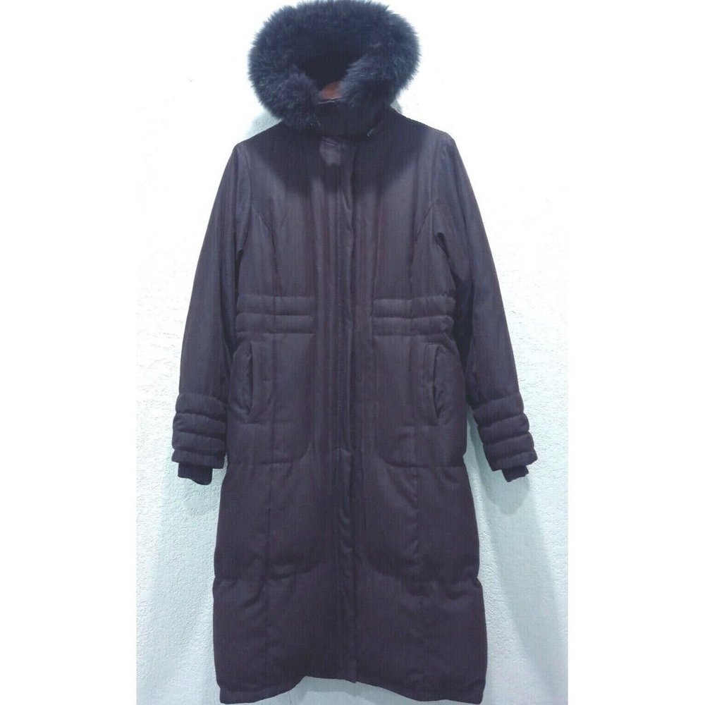 Down Fill Long Winter Coat- Fur Trim Hood-Utex Designs- Women's Medium